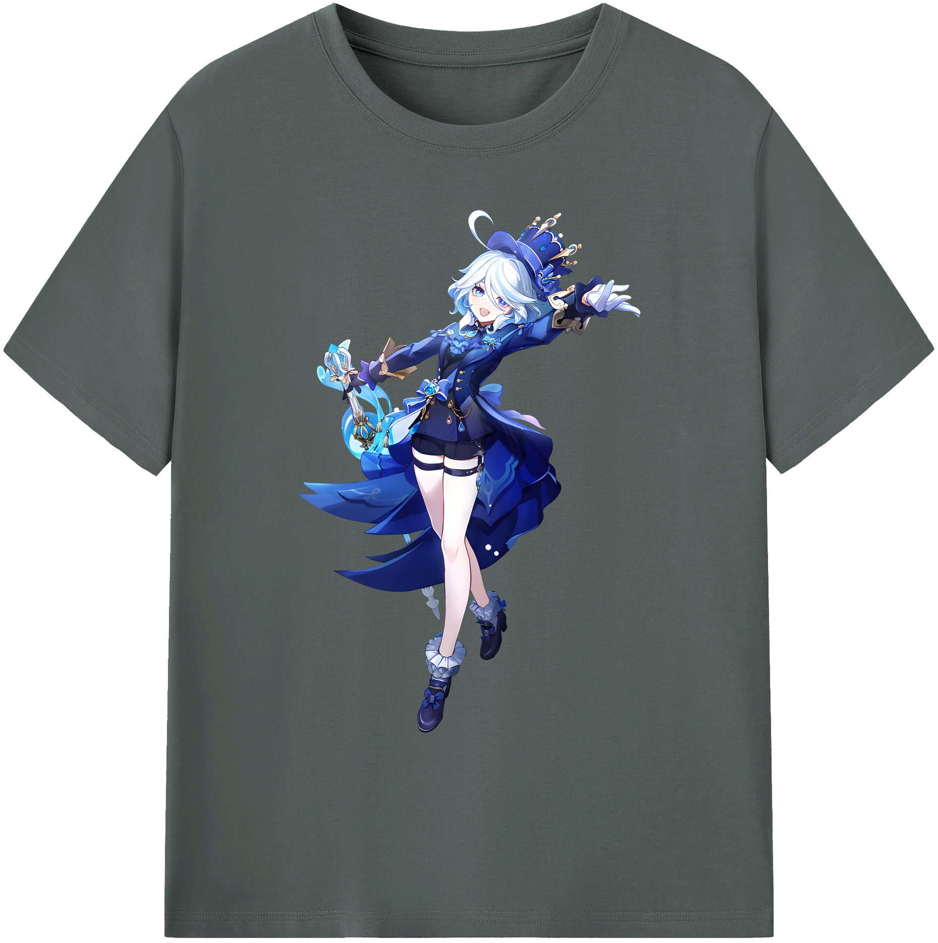 げんし神 フリーナ genshin Furina 綿100％ メンズ半袖Tシャツ｜肌触りやわらか＆通気性